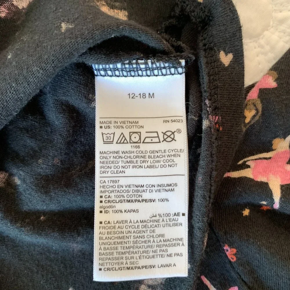 OLD NAVY Ballerina Print T-Shirt, Black, Size: ‎ Infant 12 - 18 mo.